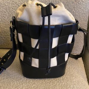 jcrew leather/canvas bucket bag similar to staud